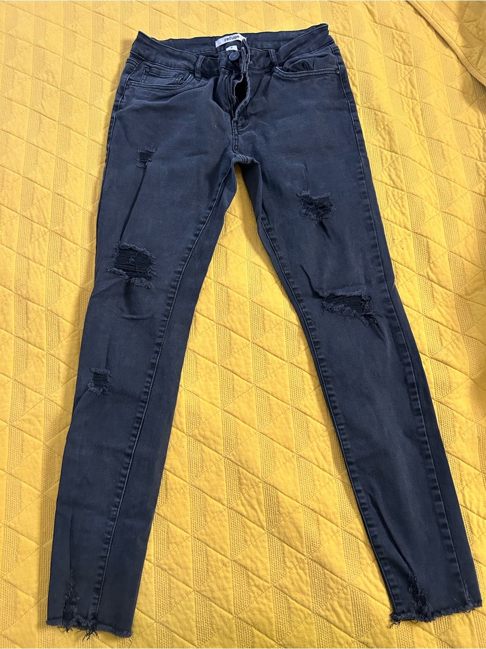 Refuge Black Distressed Skinny Jeans Size 10